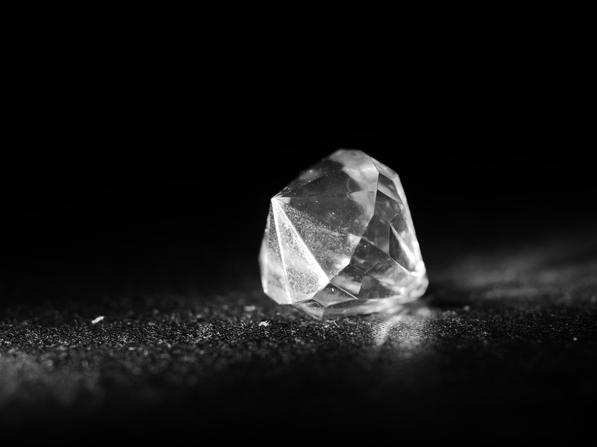 A diamond sparkling, light trapped by total internal reflection
